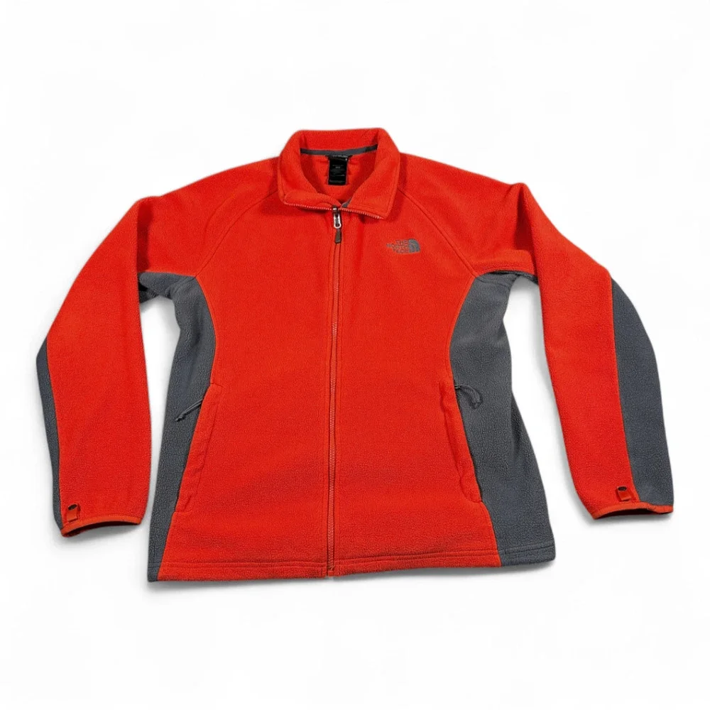 North Face Jacket Adult MEDIUM Orange Gray Fleece Colorblock Hiking Outdoor